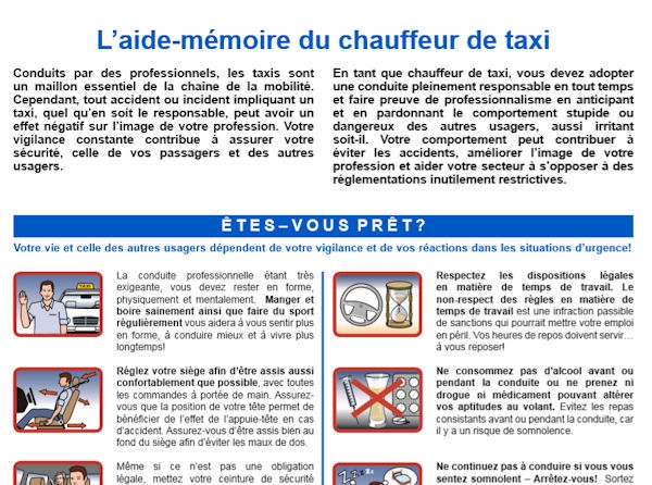 L'aide-mémoire du chauffeur de taxi
