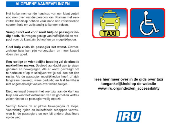 Toegankelijkheid van de taxi